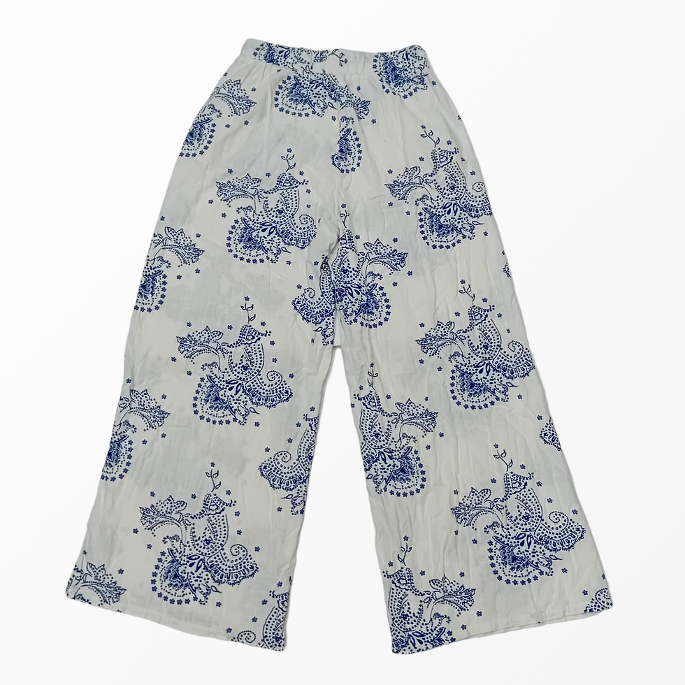 תמונה ממוזערת: Stradivarius Blue Paisley Wide Leg Pants