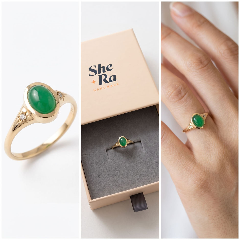 תמונה ממוזערת: She-Ra Handmade – 14K Yellow Gold "Eden" Chrysoprase & Diamond Ring