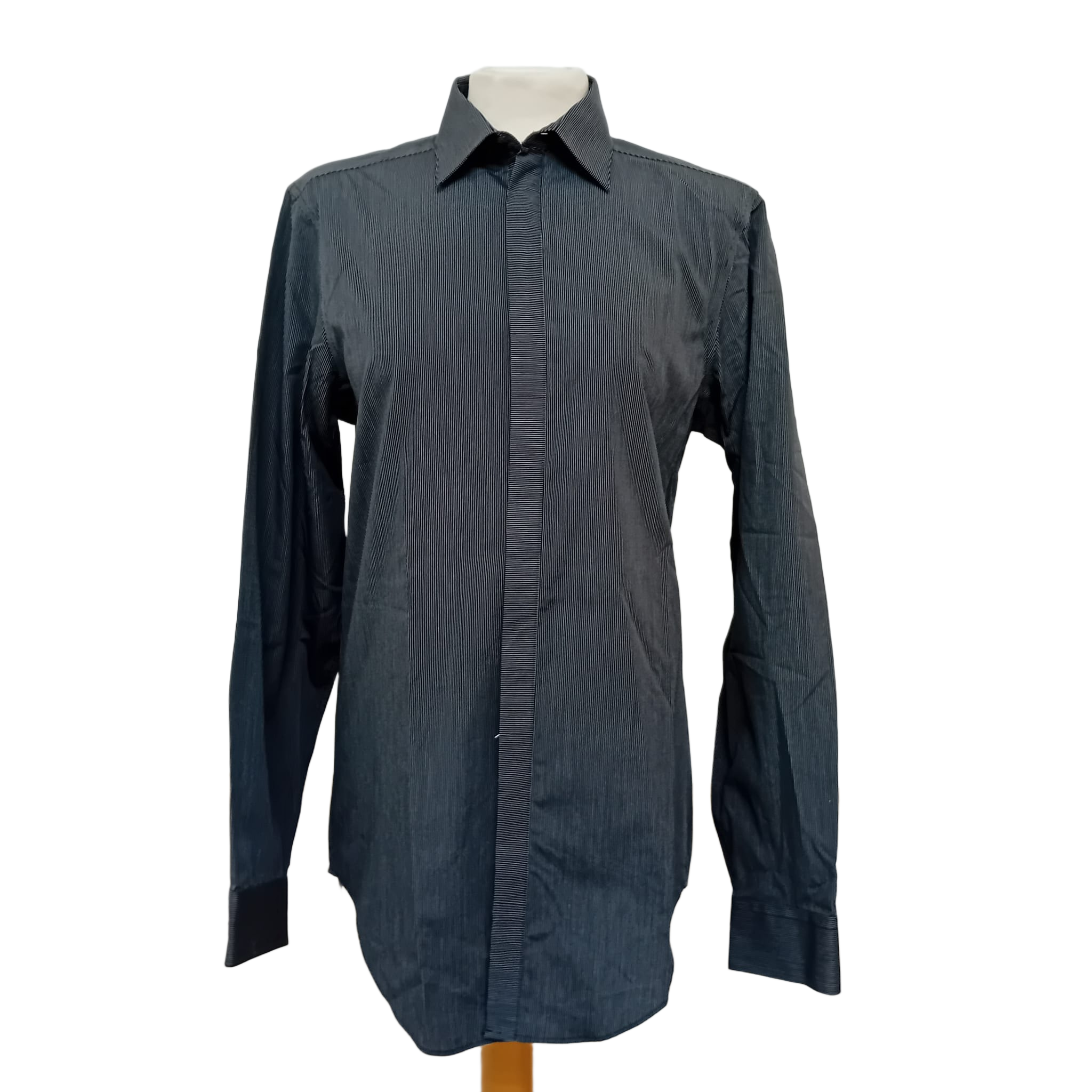 Calvin Klein Black and White Striped Long-Sleeve Shirt