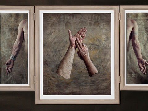 Refuge Triptych, digital collage in frame