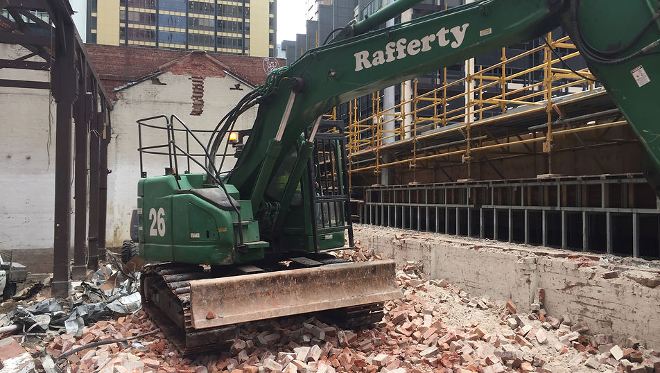 Demolition of a two-storey office and warehouse building at 48 A'Beckett Street in Melbourne's CBD.