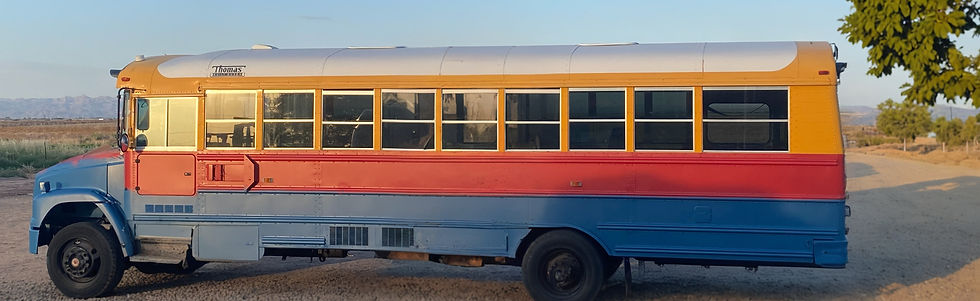 Colorful school bus conversion project