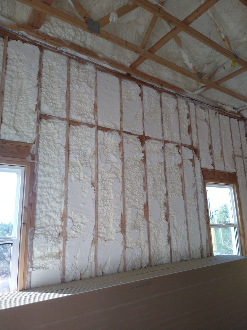 Eye-level view of home insulation installation process