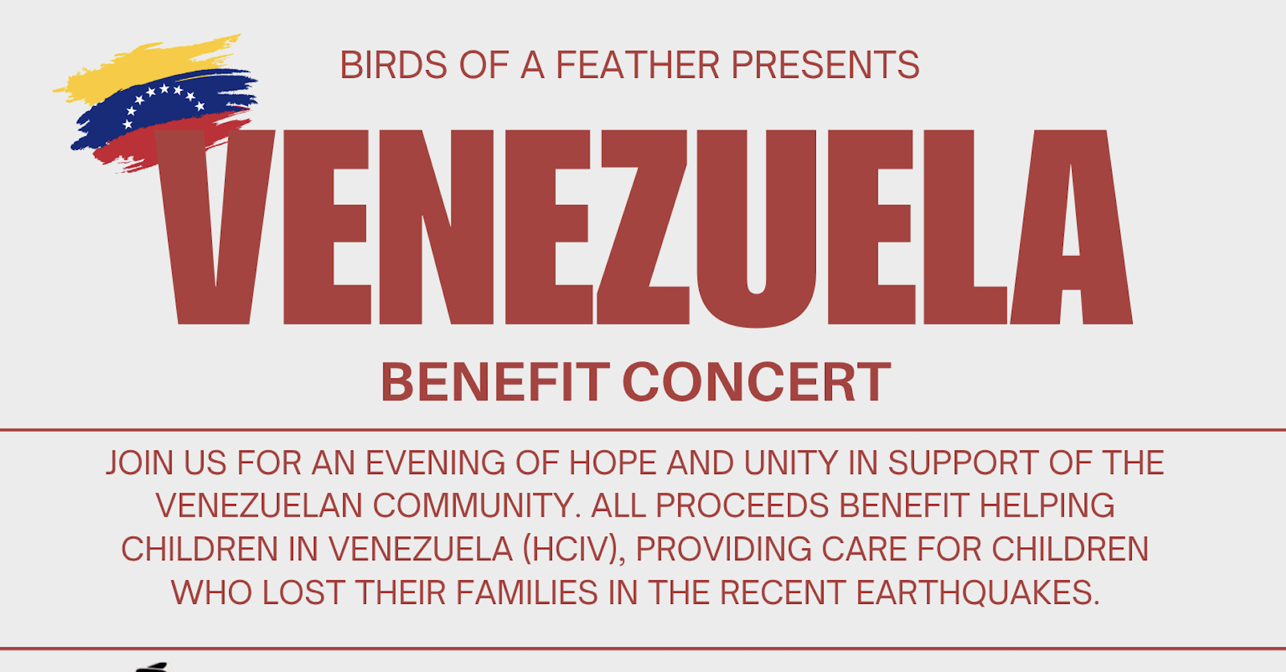 Venezuela Benefit Concert! 80% of the proceeds go to charity! Lead by Freangel TheArtist. artwork from Birds Of A Feather Jazz Lounge