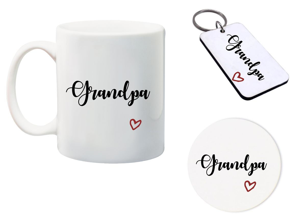 Grandad/Grandpa/Pop-Pops - Mug, Glass Coaster and Keyring Combo