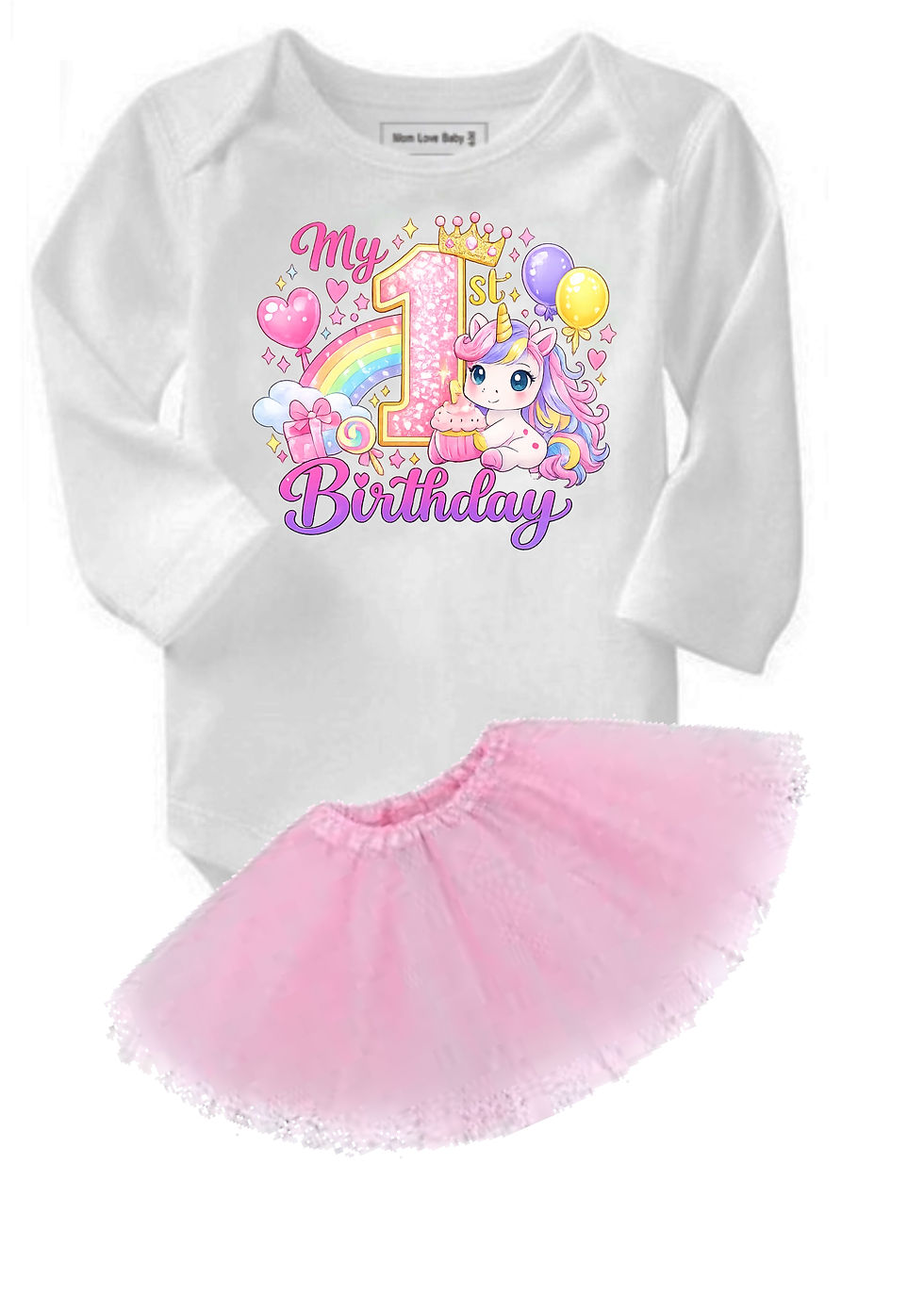 Thumbnail: My First Birthday Unicorn baby grower combo