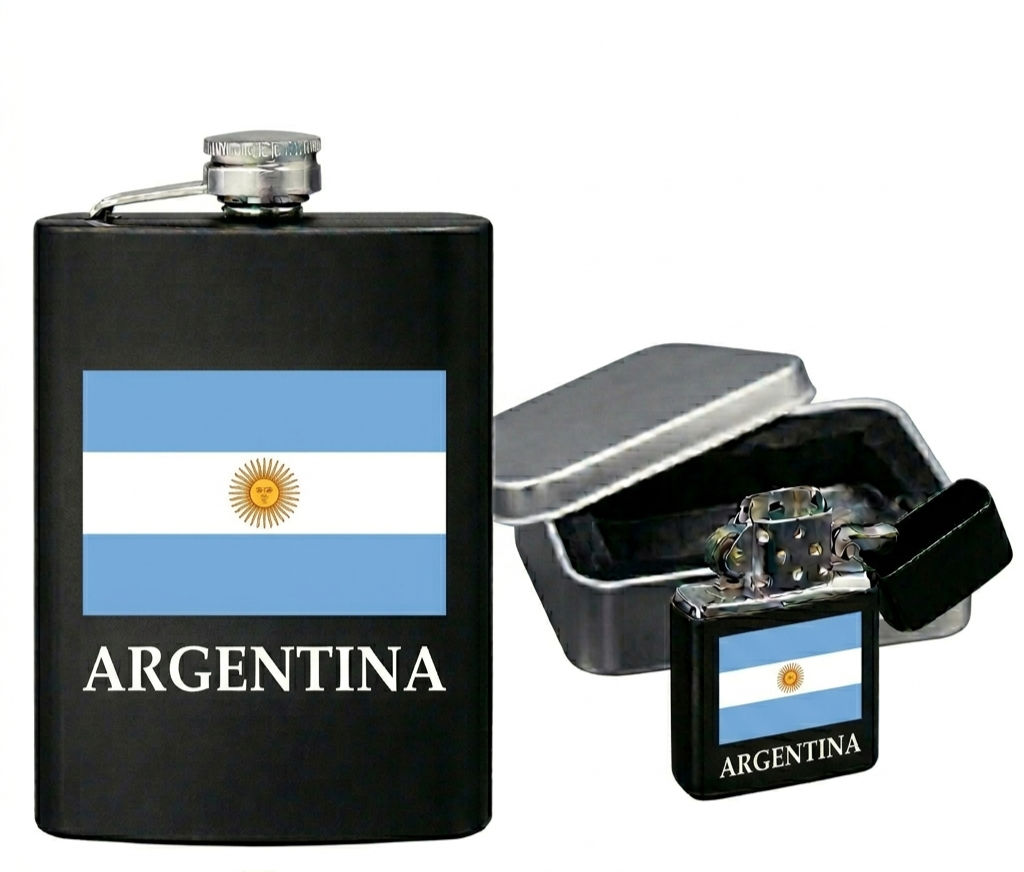 Argentina Hip flask & Lighter combo