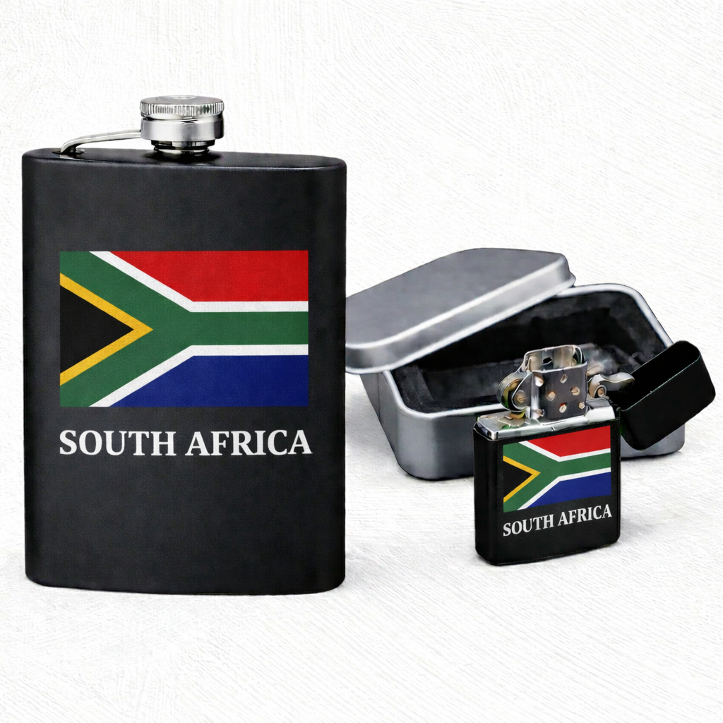 South Africa Hip flask & Lighter combo