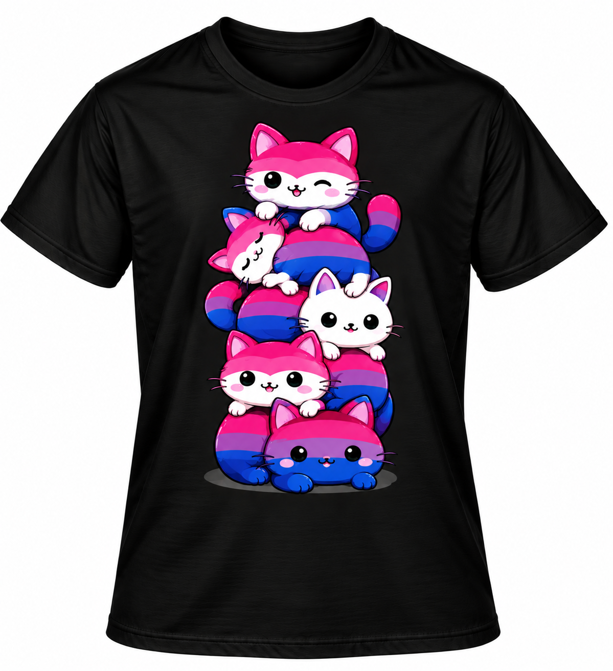 Bisexual Pride Flag Cat Stack - Unisex T-shirt