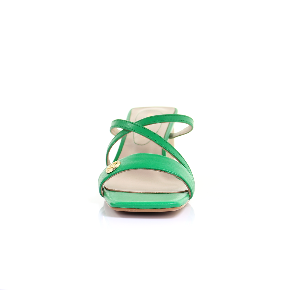 Miniatura: Square Toe Leather Strappy Heeled Sandal- Green