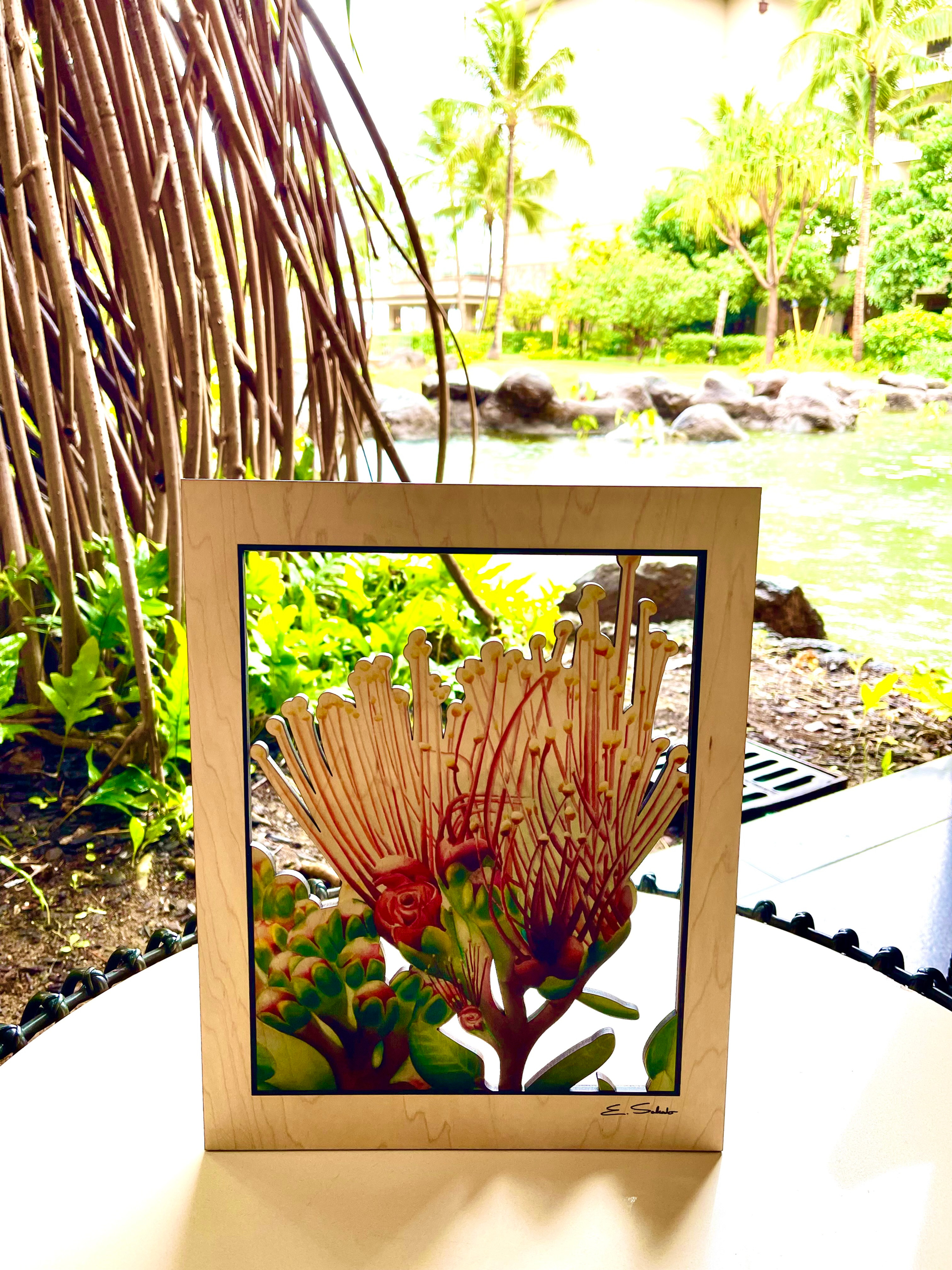Wood Engraving Print "Ohia Lehua"