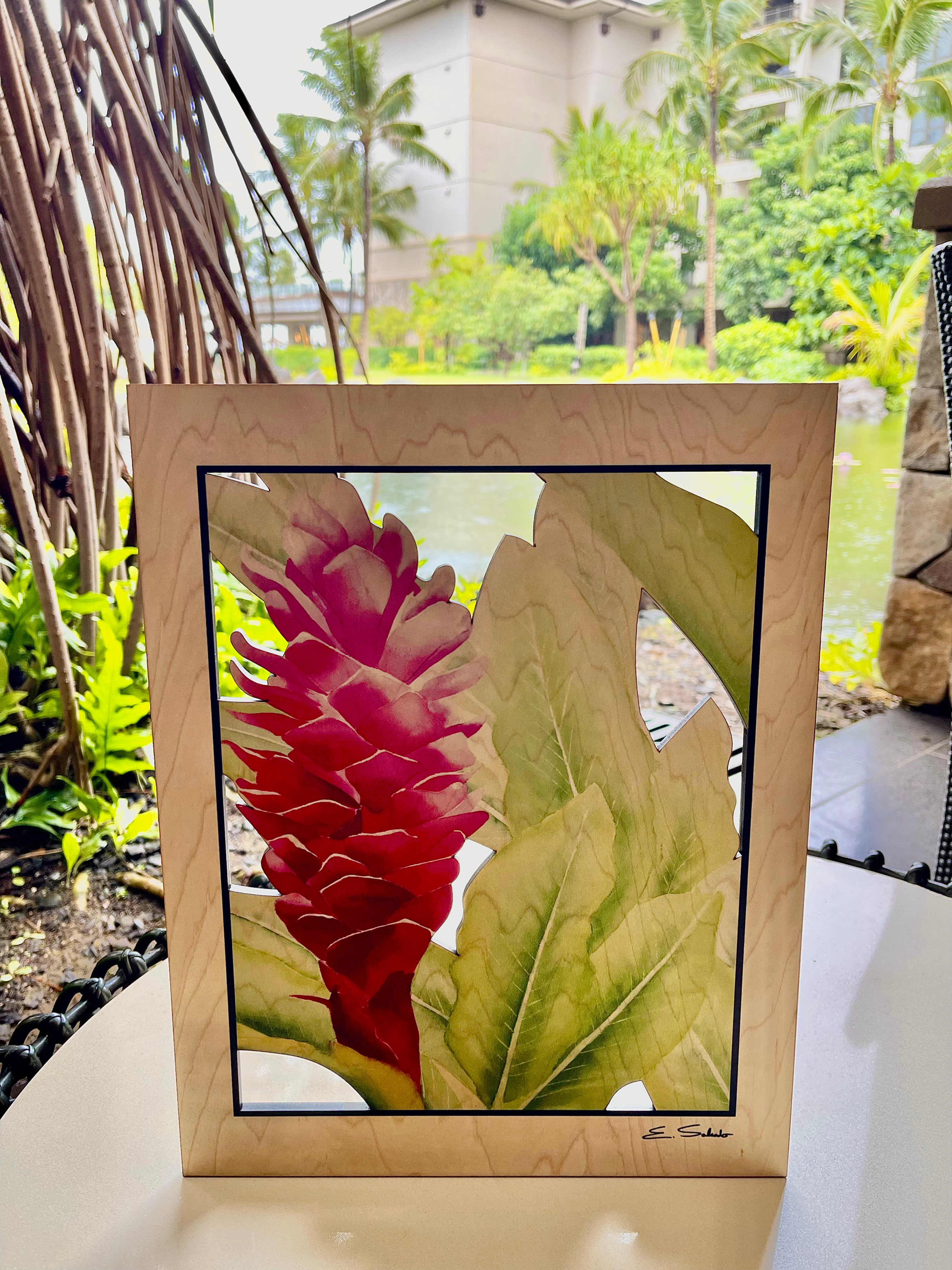 Wood Engraving Print "Hawai'i Torch Ginger"