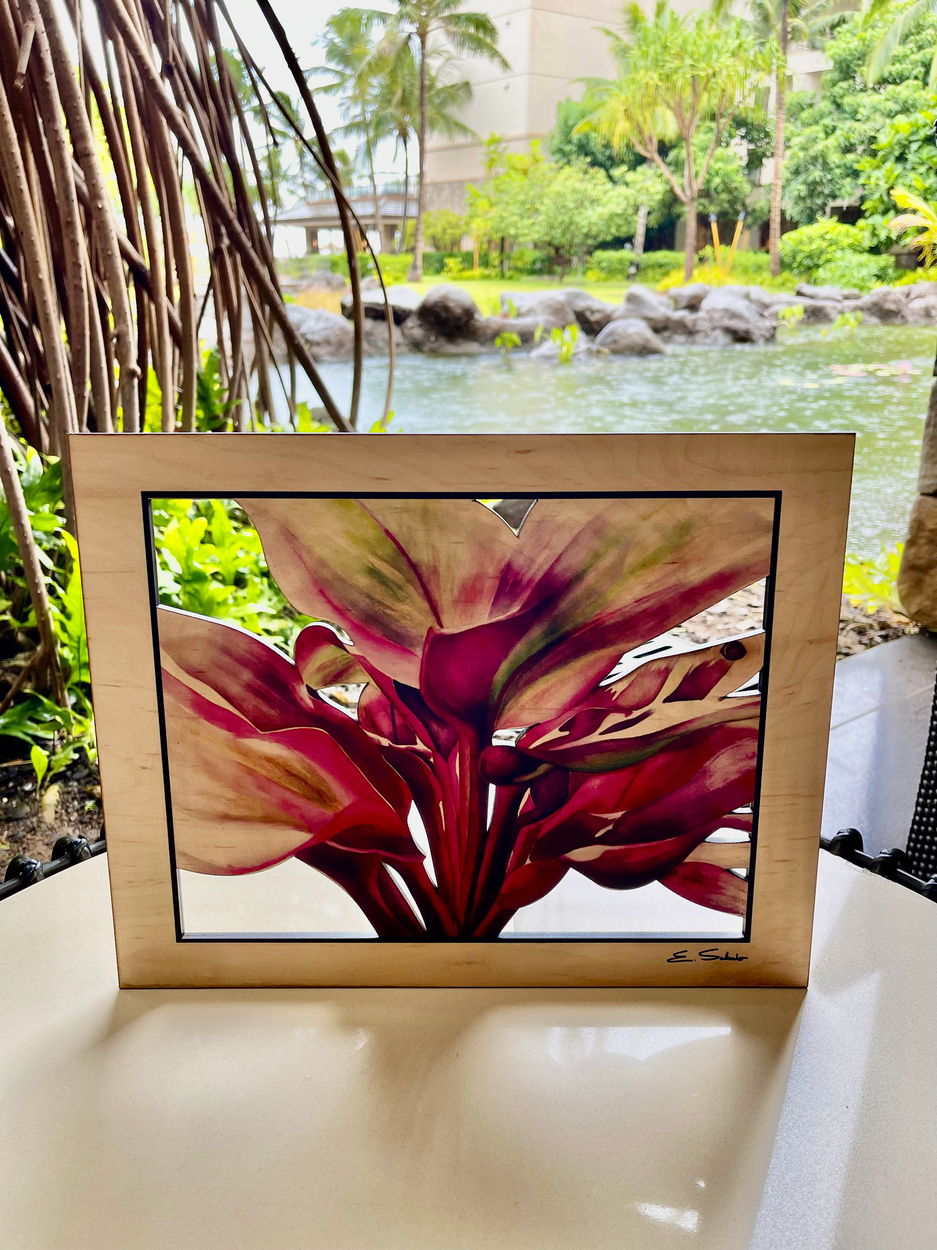 Wood Engraving Print "Contemporary Hawaiian Ti"