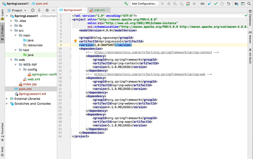 pom.xml configurations