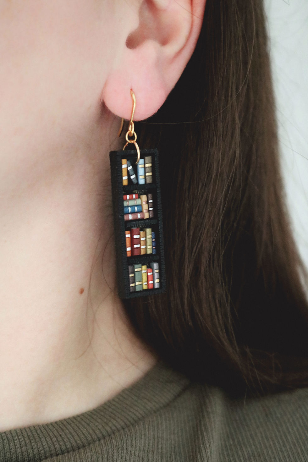 Thumbnail: Black Bookcase Earrings