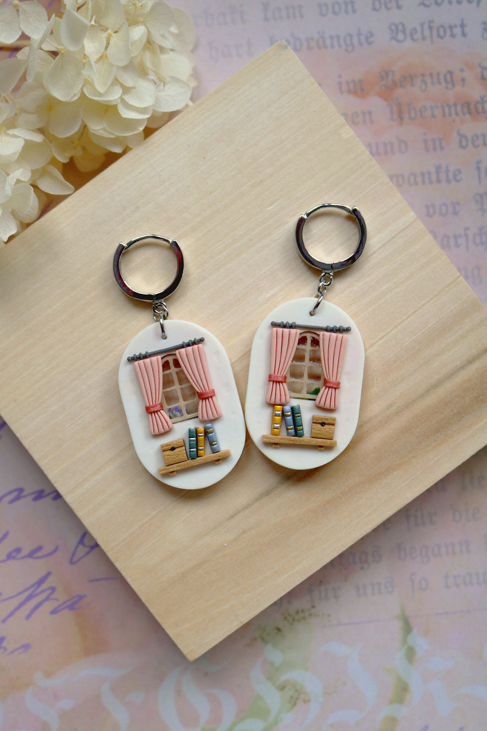 Thumbnail: “Shuttered Windows” Double-Sided Polymer Clay Earrings