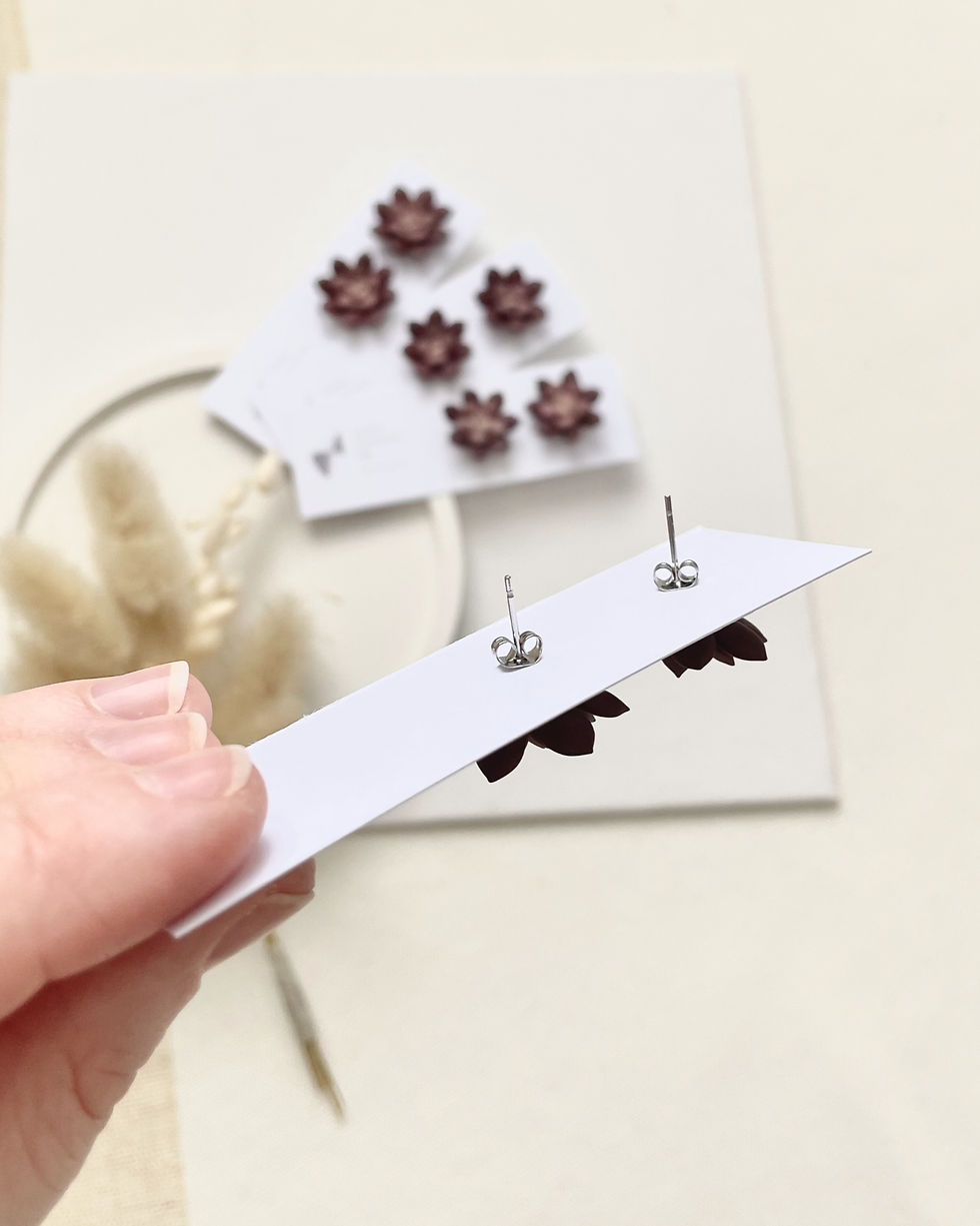 Thumbnail: Succulent stud earrings "MAHOGANY"
