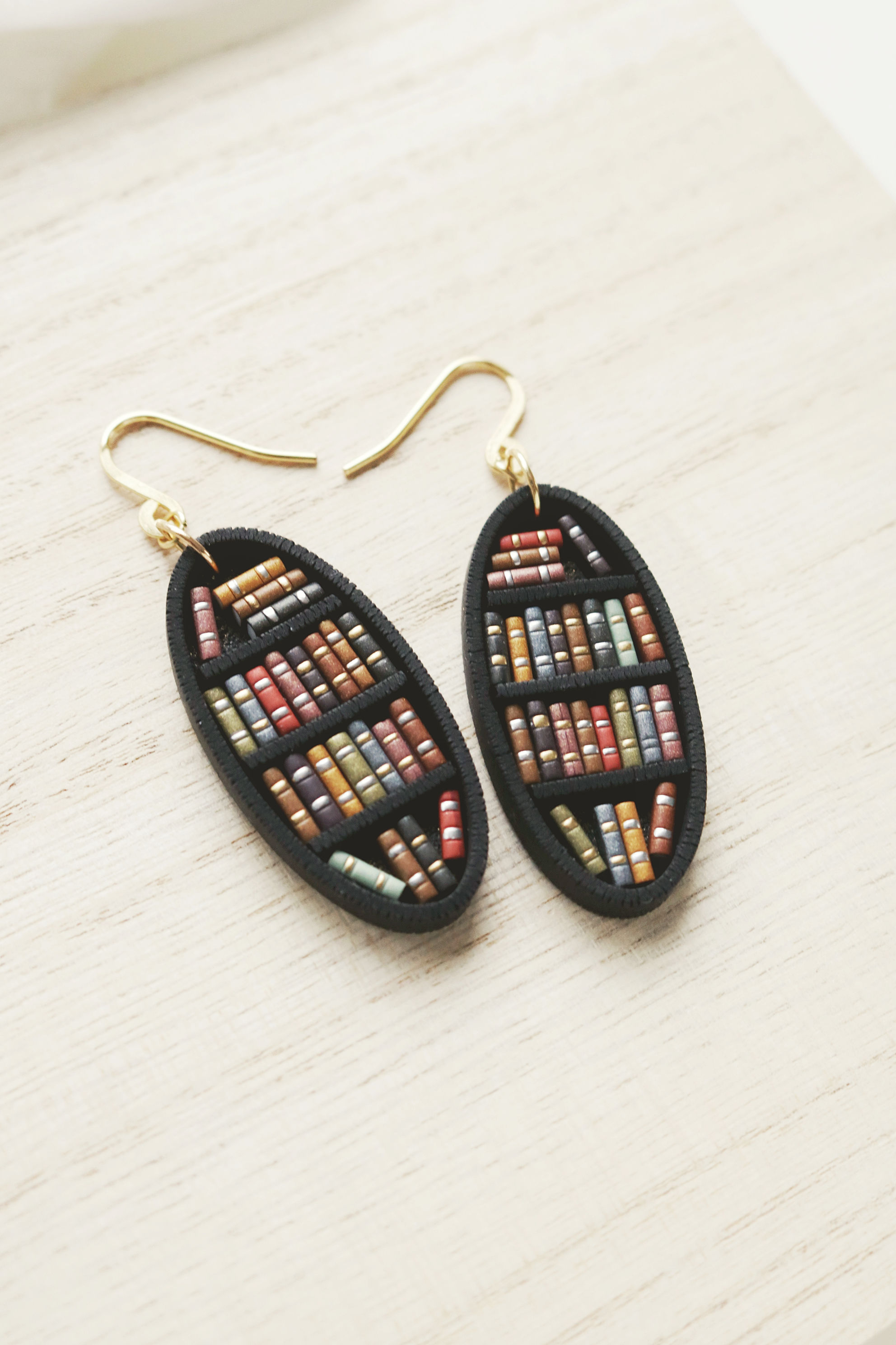 Black Bookcase Earrings