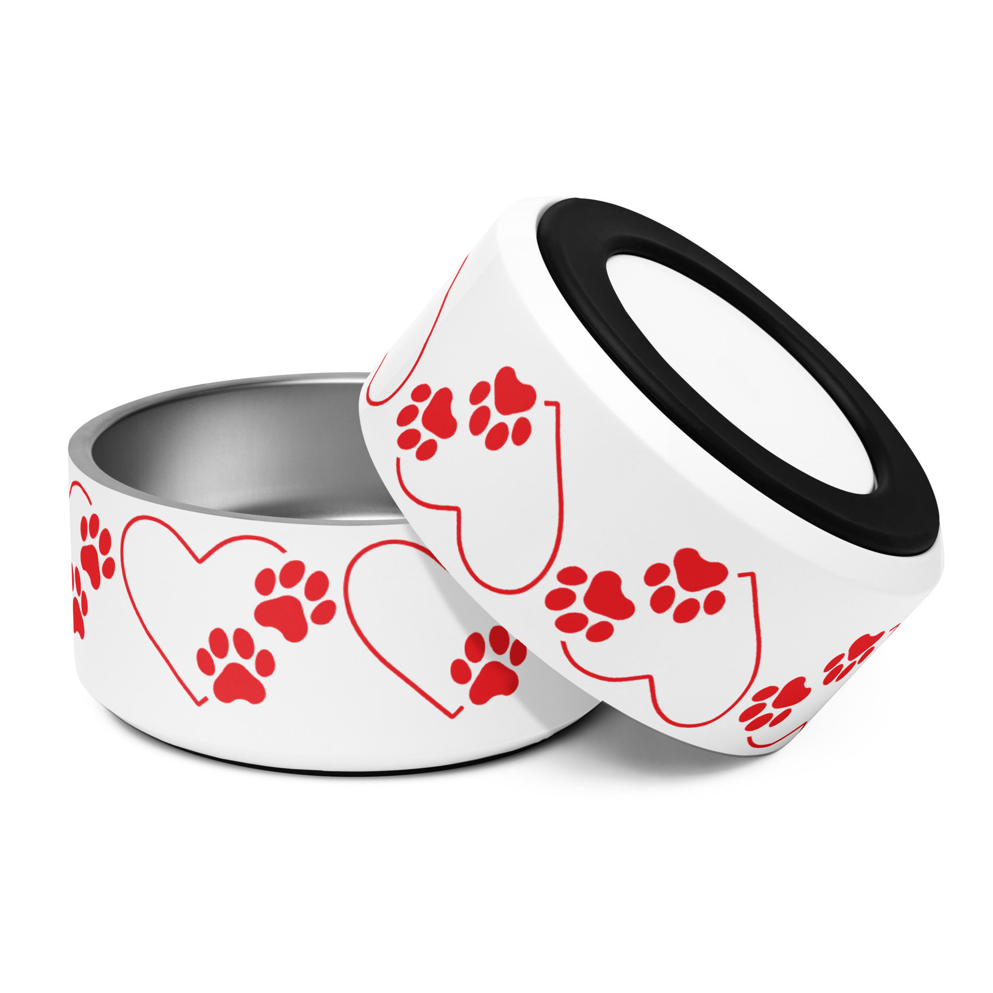 Paw Print Heart Red Pet bowl