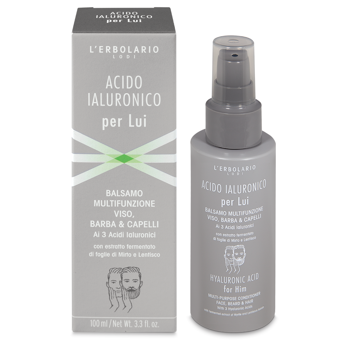 Acido Ialuronico per Lui Balsamo Multifunzione Viso Barba Capelli 100 ml
