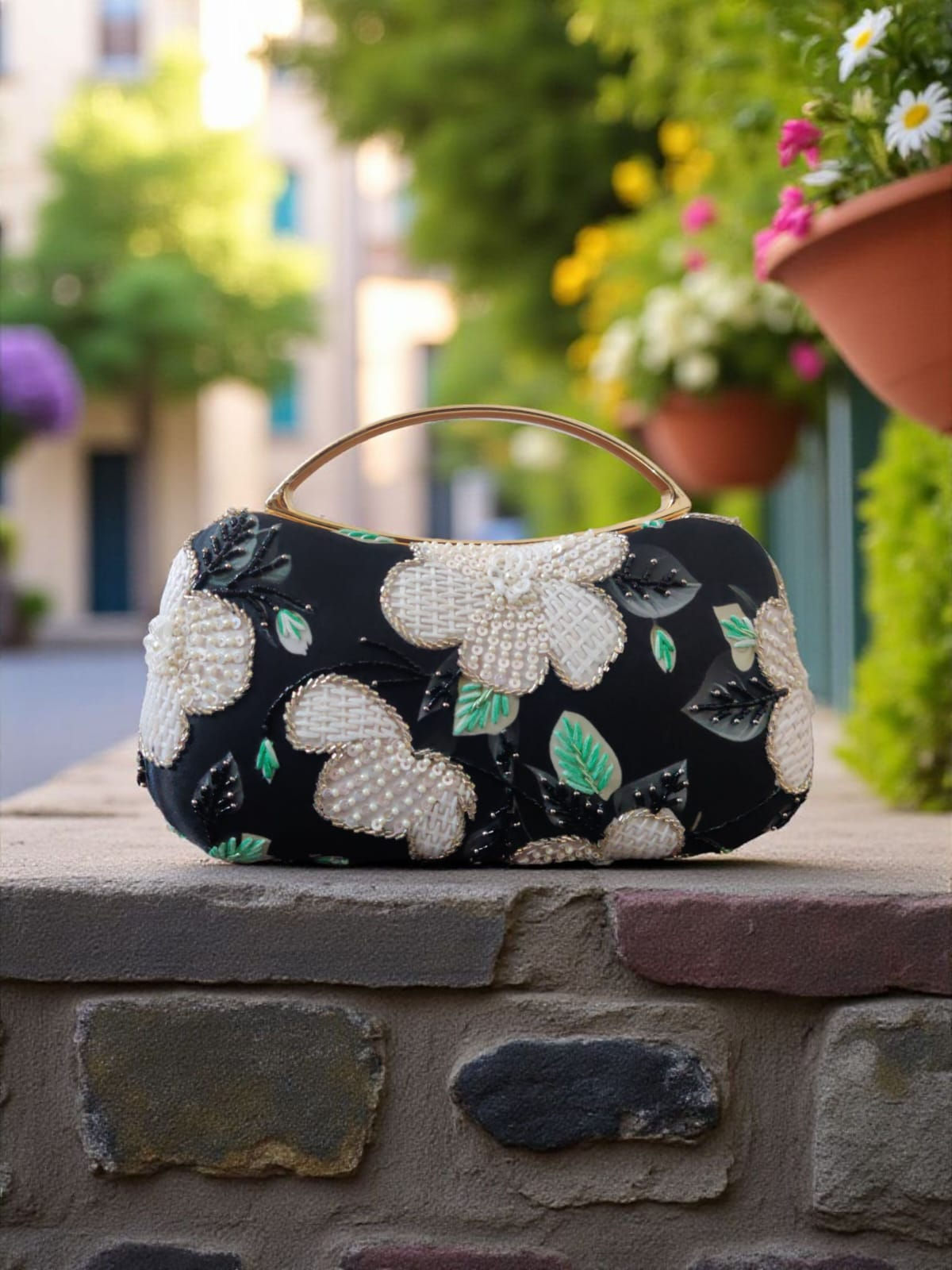 Black embroidered Clutch