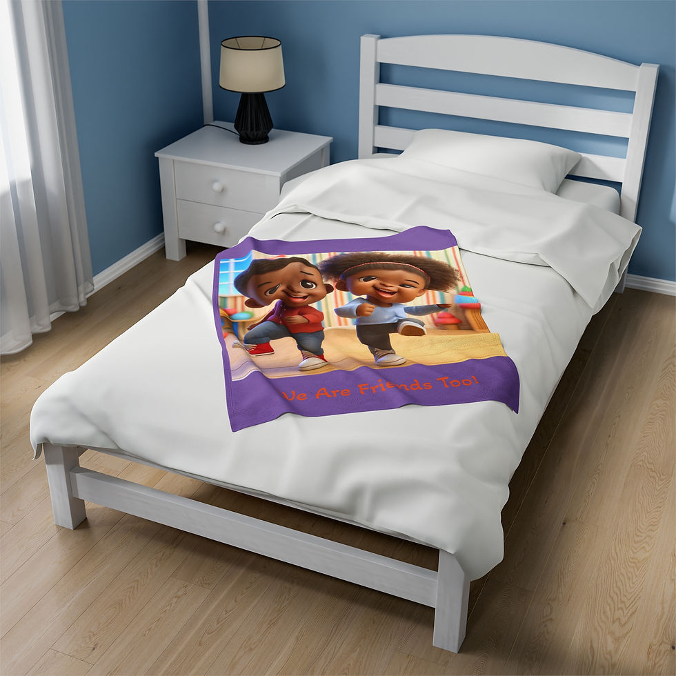 Thumbnail: 'We Are Friends Too!' Velveteen Plush Blanket (purple)