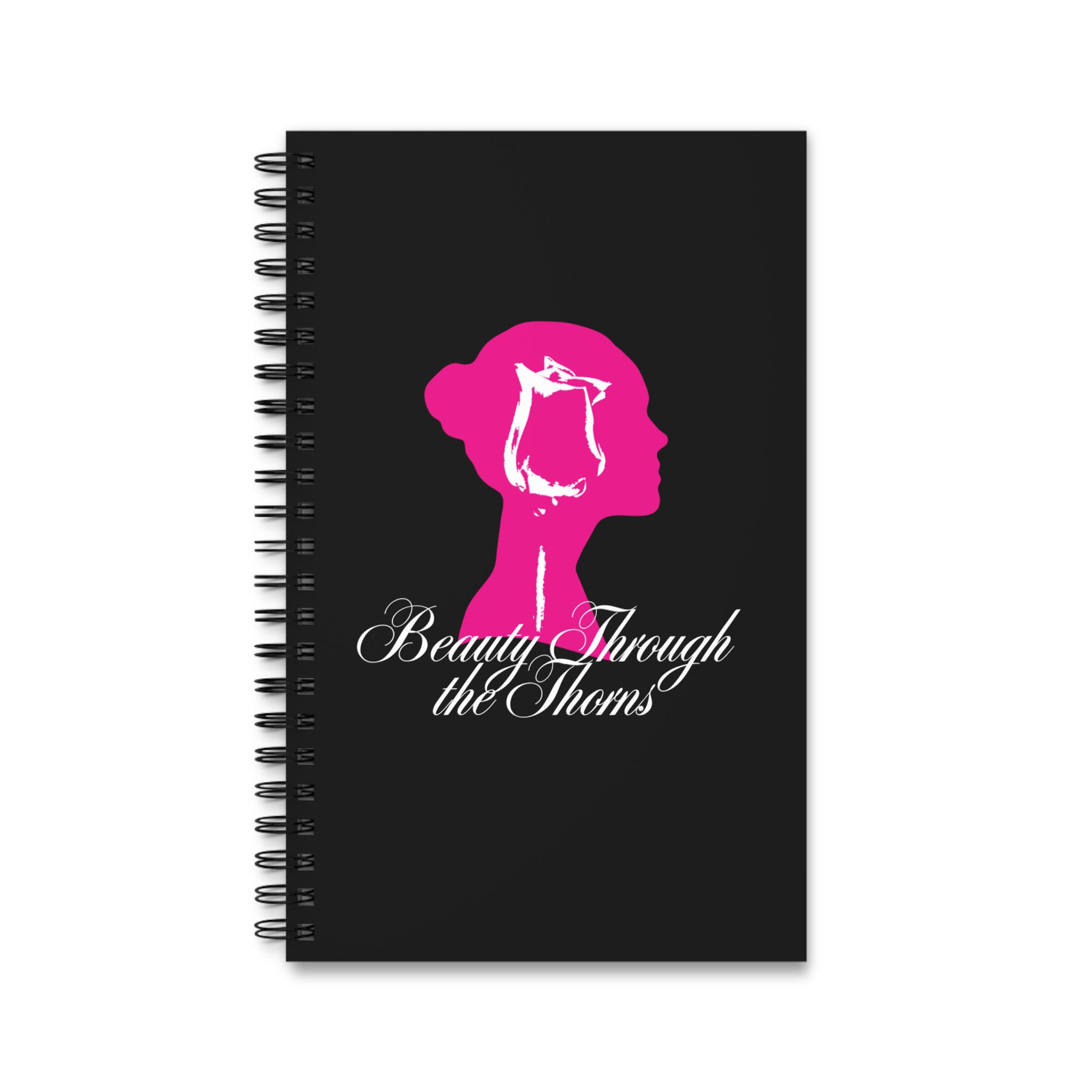 "Beauty Through the Thorns" Pink Silhouette Spiral Notebook