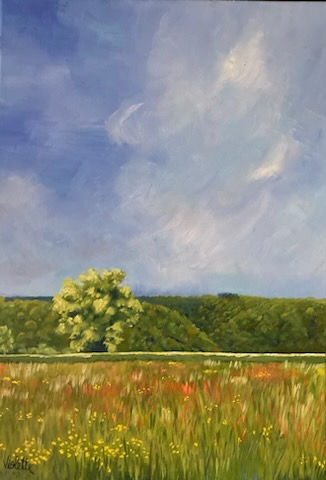 Plateau de Confolent - Violette Peintre - Huile sur toile - 46 x 55