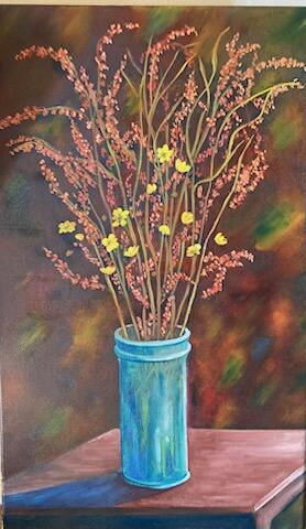 Oseille  - Violette Peintre -  Huile sur toile - 55 x 33