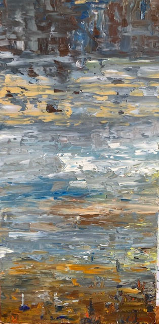 Reflet 14 - Violette Peintre - Huile sur toile - 30 x 60