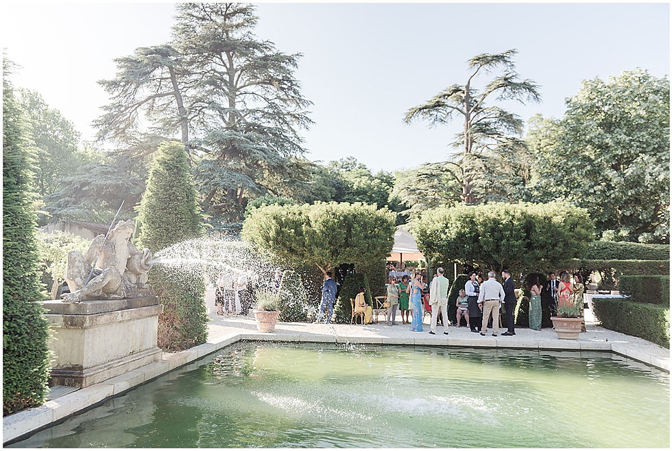 the cocktail hour during the wedding at la bastide des terres, mirmande, provence, france