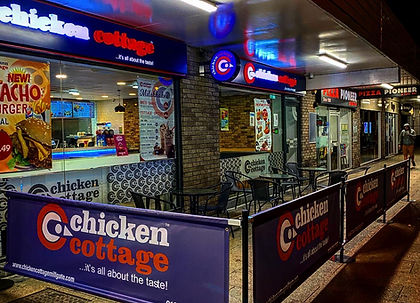 Chicken Cottage Full shop Front Signage and Barriers