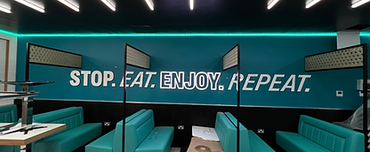 Stop, Eat, Enjoy, Repeat, Acrylic Letters, With Enjoy Being Illumninated