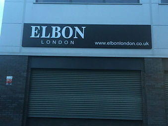 Elbon London, Black Tray Sign With White Cut Out Vinyl 