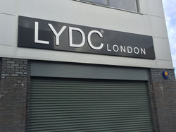 LYDC LONDON, Black Tray Sign With Brushed Aluminium Cut Out Letters