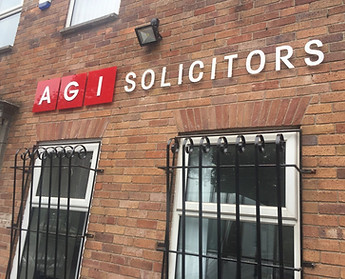 AGI Solicitors, Raised Cut Out Letters Fitted Onto Brick Wall 