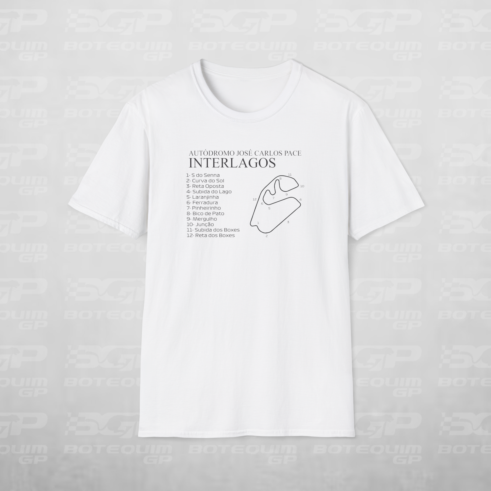 Camiseta Interlagos nomes das curvas