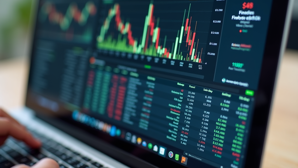 Close-up view of a laptop screen showing financial spreadsheets
