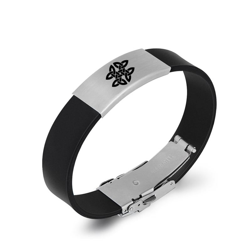 Stainless Steel Celtic Knot Silicone Bracelet Bangles