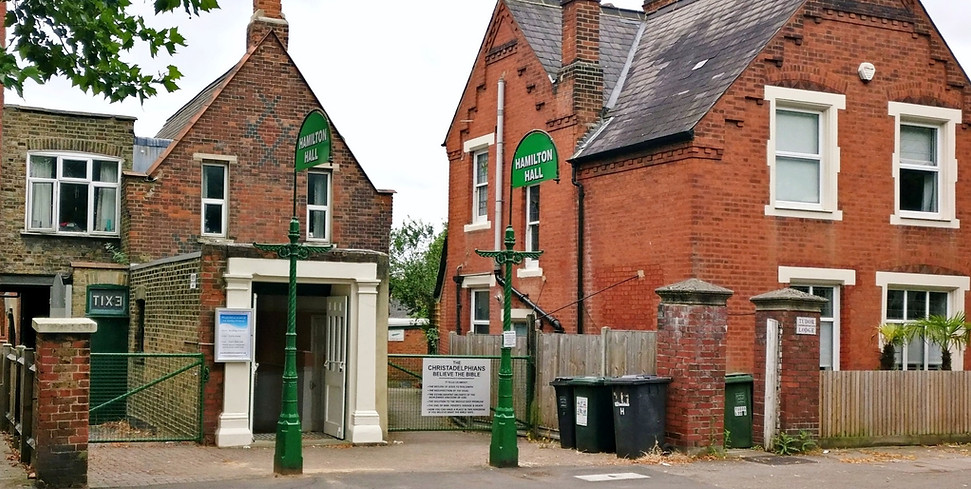 Picture of the entrance to Hamilton Hall, where Forest Hill Christadelphians meet