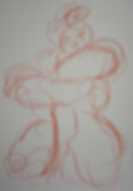 akt, Rötel auf Papier, ca. 40x30 cm