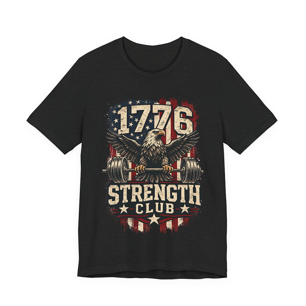 Thumbnail: 1776 Strength Club Tee — Patriotic Eagle Weightlifting T-Shirt