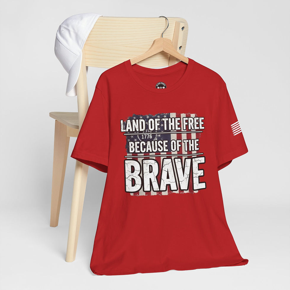 Thumbnail: Patriotic T-Shirt — "Land of the Free Because of the Brave" Graphic Tee