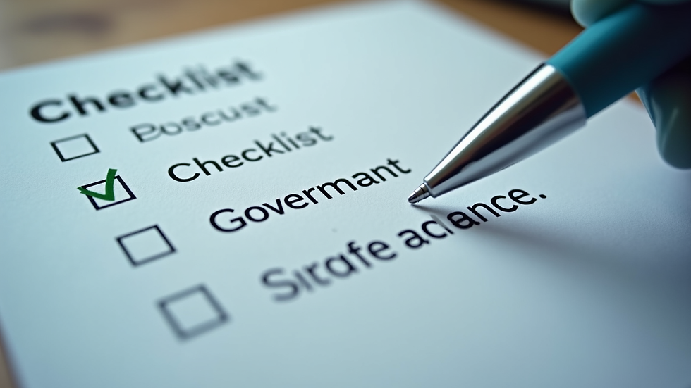 Close-up view of a checklist with AI governance tasks