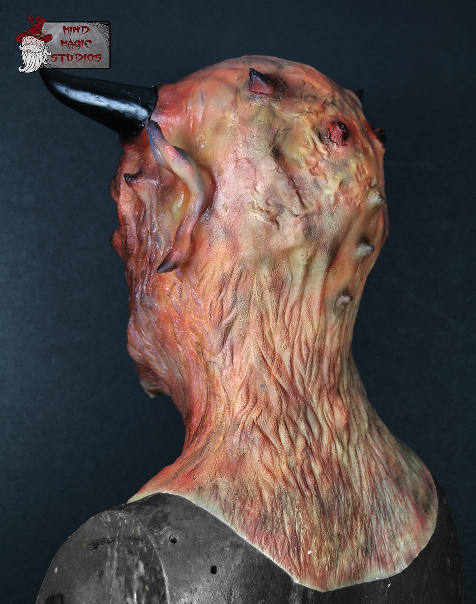 Thumbnail: Realistic devil mask full head silicone rear view