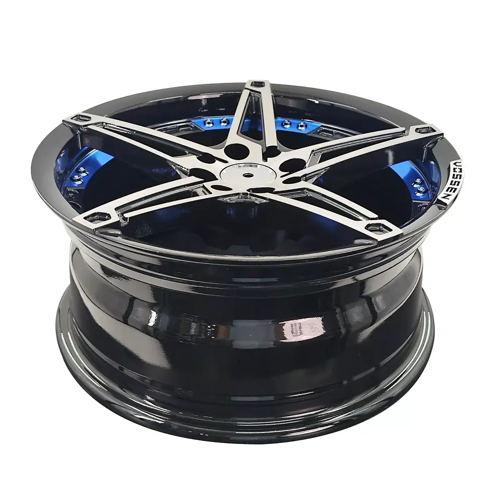 Thumbnail: 16X 7 Inch Black Machine Face Inner Blue Wheels Rim 4x100/108 Wheel 4 Lug ET 15