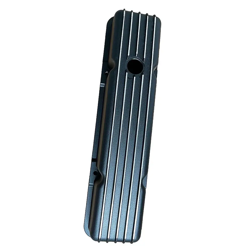 Thumbnail: Vintage Small Block Chevy Finned Aluminum Short Valve Covers SBC 305 350 400