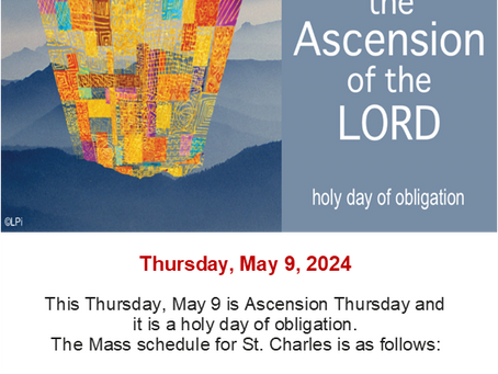 Ascension Thursday--Holy Day of Obligation