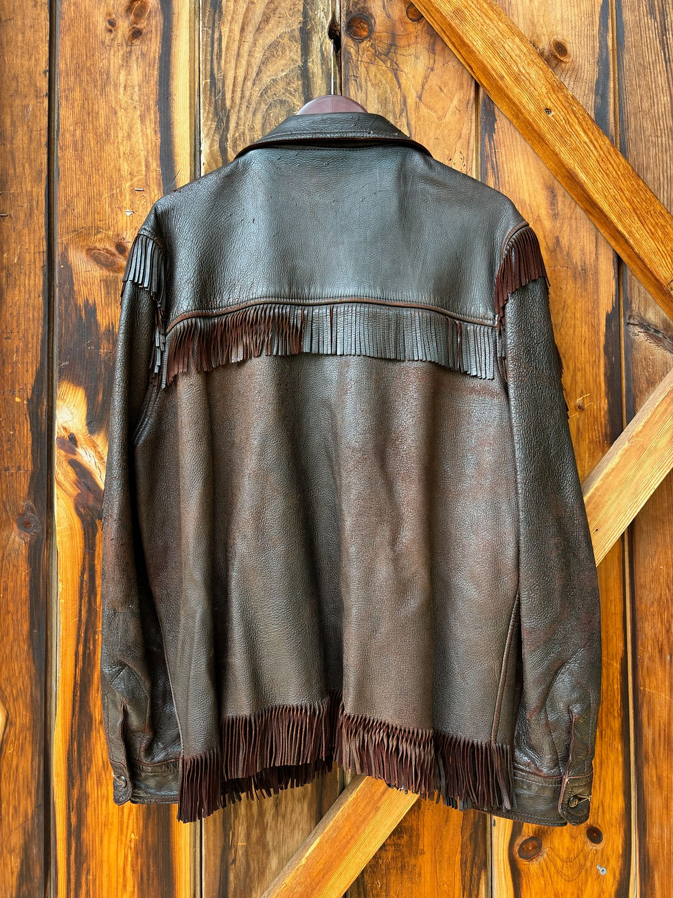 Thumbnail: c.1960s Chocolate Leather Jacket [XL] 