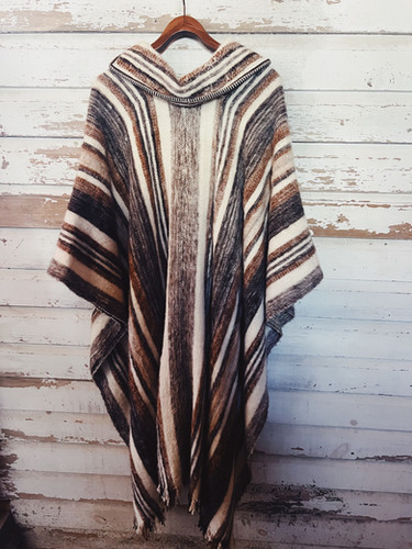 ジャケット・アウター Vintage 70s Peru alpaca poncho Vintage Alpaca Peru Wool Brown Greek Key Poncho | North Fork
